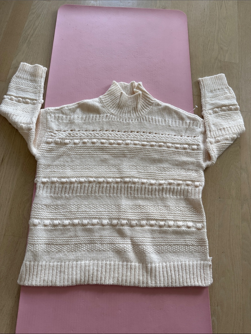 Lou & Grey Cream Textured Mock Neck Sweater